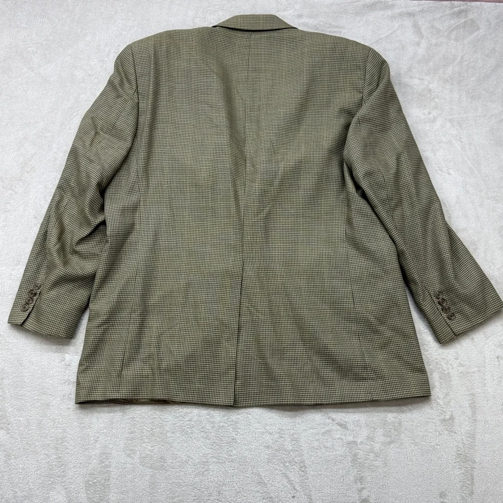 Chaps Ralph Lauren Blazer Mens 44R Brown Silk Wool Houndstooth Sport Coat